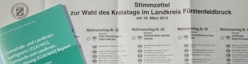 Wahlzettel einer Kreistagswahl