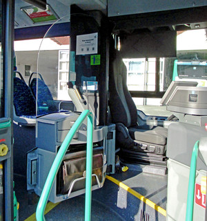 Foto: Plastikscheibe beim Fahrer im MVV-Regionalbus