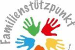 Logo des Familienstützpunktes mit fünf bunten Händen.