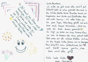 Foto zeigt Brief von Josephine an Senioren