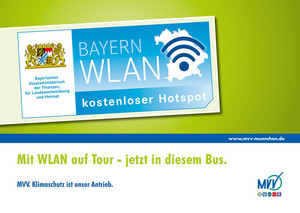 Grafik und Logo BayernWLAN in MVV-Bussen