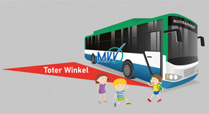 Grafik mit Kindern, die neben einem Bus spielen