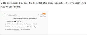 Eine grau hinterlegtes Pop-Up. Darauf abgebildet sind Tastenkombinationen.
