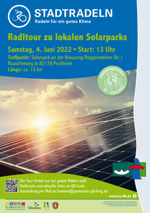 Plakat Radtour zu Photovoltaikanlagen als Pdf zum Herunterladen