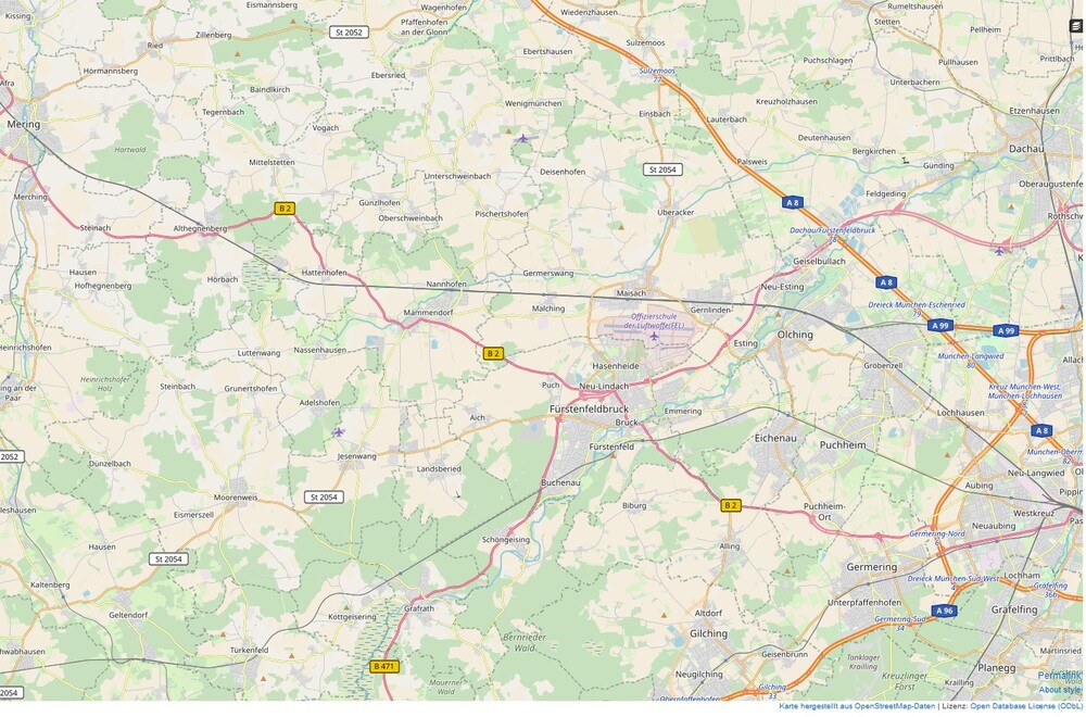 Eine Karte des Landkreises Fürstenfeldbruck
