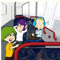 Kinder im Bus machen Lärm